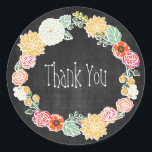 Vintage Flowered Wreath Thank You Classic Round Sticker<br><div class="desc">Stickers. Can also be added to the back of your envelopes. ⭐This Product is 100% Customisable. *****Click on CUSTOMIZE BUTTON to add, delete, move, resize, changed around, rotate, etc... any of the graphics or text. 99% of my designs in my store are done in layers. This makes it easy for...</div>