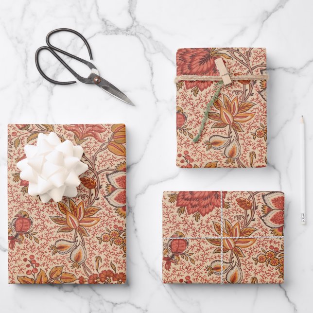 Vintage Flowering Vine Botanical Print Wrapping Paper Sheet (Front)