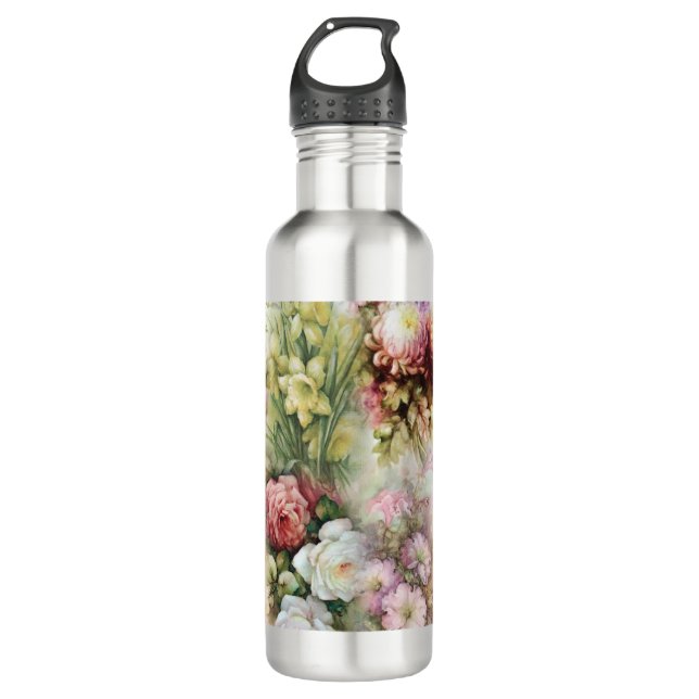 Vintage Flowers 710 Ml Water Bottle (Front)