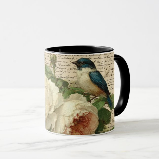 vintage flowers and bird mug (Front Right)
