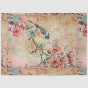Vintage Flowers and Birds Decoupage Tissue Paper