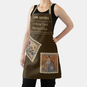 Vintage,Flowers and Cat,Ancient Greece Style Apron