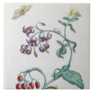 vintage flowers and insects decor crafting tile