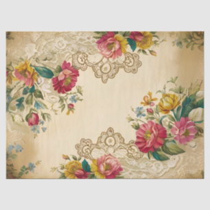 Vintage Flowers and Lace Decoupage Tissue Paper