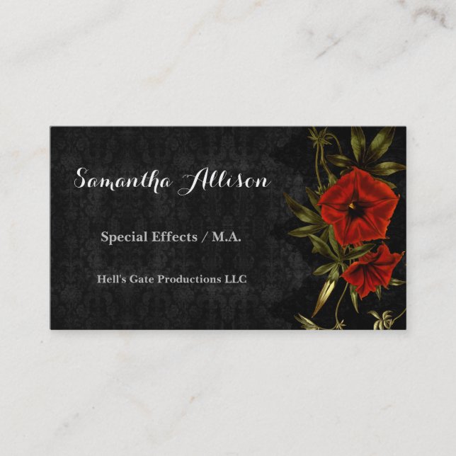 Vintage Flowers and Lace Goth Business Card (Front)