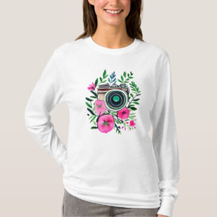 Vintage Flowers and Retro Camera Personalised T-Shirt
