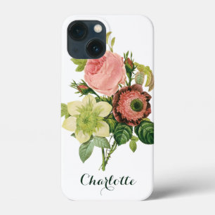 Vintage Flowers, Anemone Roses Clematis by Redoute iPhone 13 Mini Case