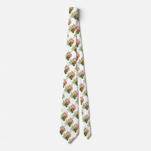 Vintage Flowers, Anemone Roses Clematis by Redoute Tie