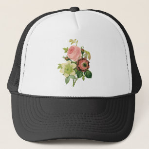 Vintage Flowers, Anemone Roses Clematis by Redoute Trucker Hat
