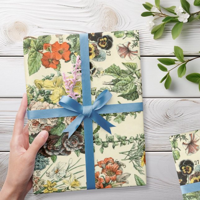 Vintage Flowers Antique Botanical Floral Wrapping Paper (Creator Uploaded)