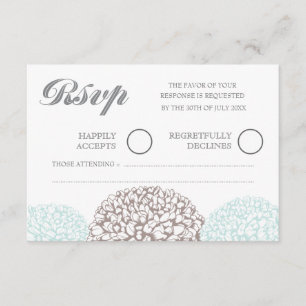 Vintage Flowers Aqua Blue Wedding RSVP Card