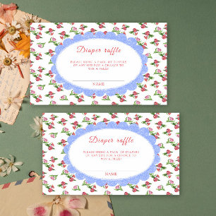 Vintage flowers baby shower - diaper raffle  enclosure card