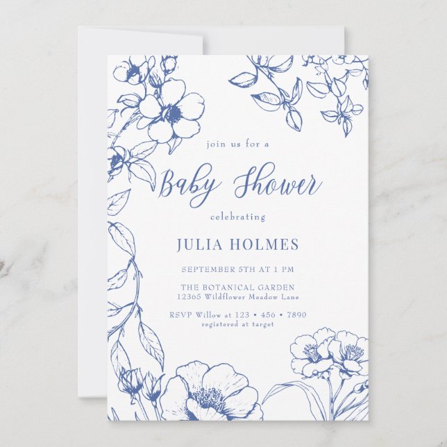 Vintage Flowers Baby Shower Invitation (Front)