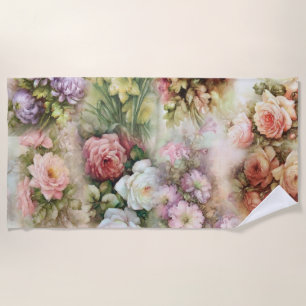 Vintage Flowers Beach Towel
