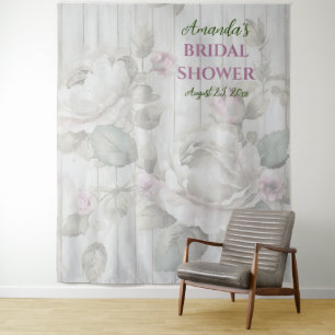 Vintage Flowers Bridal Shower Photo Booth Backdrop Tapestry