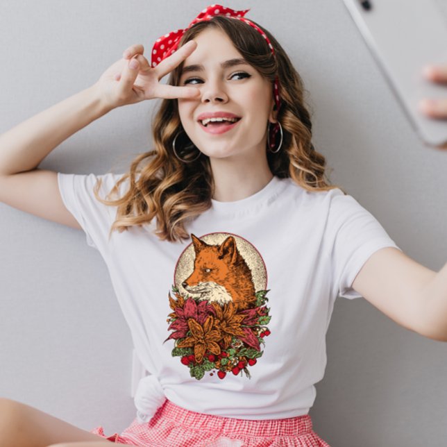 Vintage Flowers Brown Fox T-Shirt (Creator Uploaded)