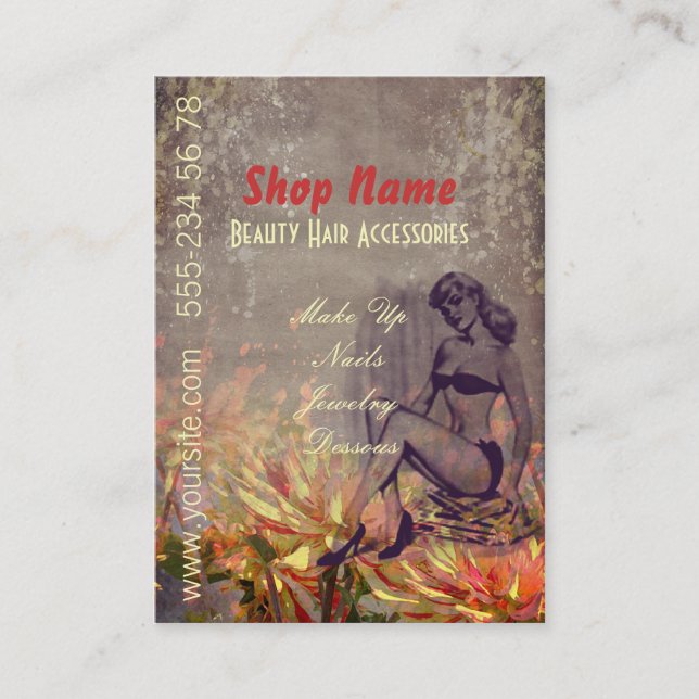 Vintage Flowers - Business Card (Front)
