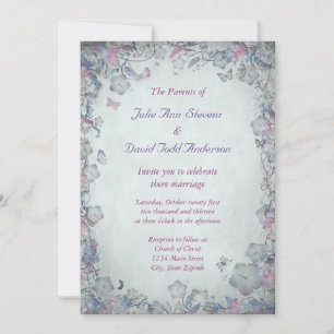 Vintage Flowers & Butterfly's Wedding Invitation