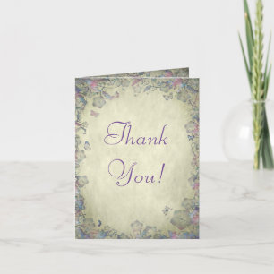 Vintage Flowers & Butterfly's Wedding Thank You Card