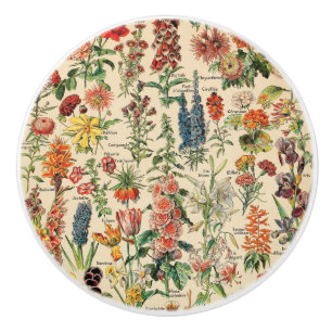 Vintage Flowers by Adolphe Millot Ceramic Knob