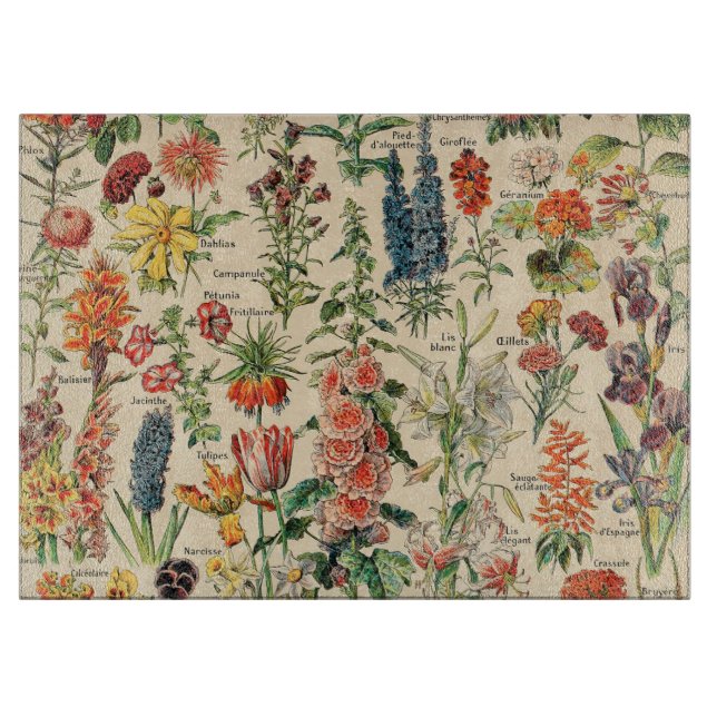 Vintage Flowers by Adolphe Millot Cutting Board (Front)