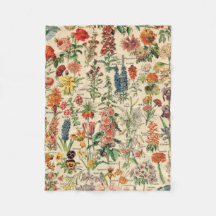 Vintage Flowers by Adolphe Millot Fleece Blanket