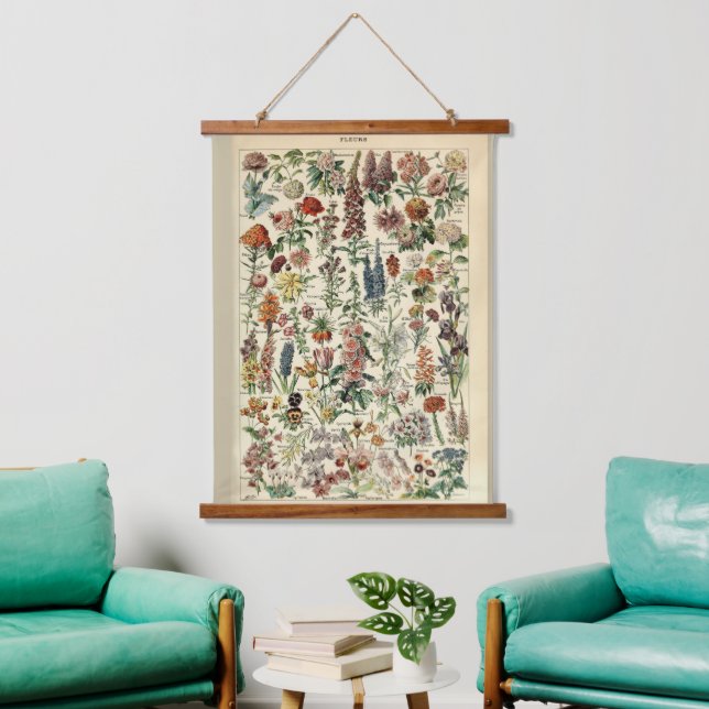 Vintage Flowers by Adolphe Millot Hanging Tapestry (Living Room)