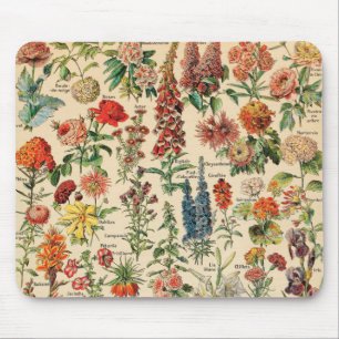 Vintage Flowers by Adolphe Millot Mouse Mat