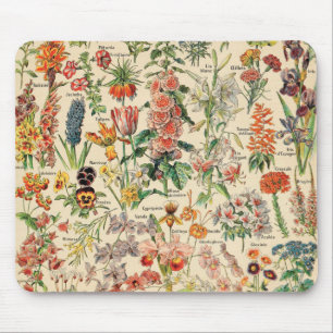 Vintage Flowers by Adolphe Millot Mouse Mat
