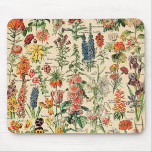 Vintage Flowers by Adolphe Millot Mouse Mat