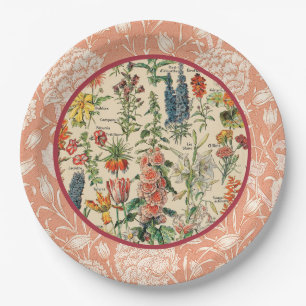 Vintage Flowers by Adolphe Millot Paper Plate