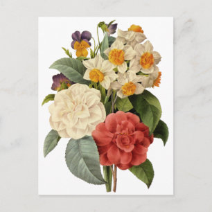 Vintage Flowers by Pierre Redoute, Save the Date Announcement Postcard