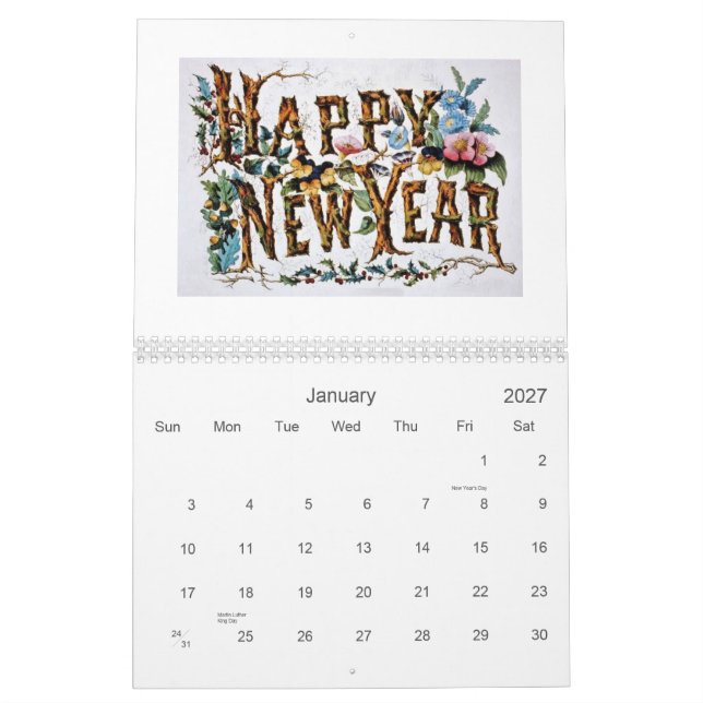 Vintage Flowers Calendar (Jan 2027)