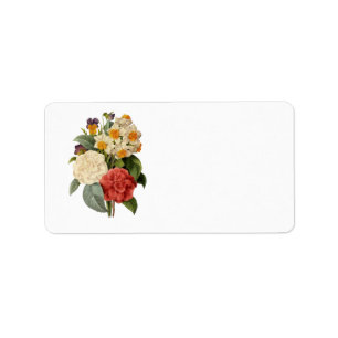 Vintage Flowers, Camellias and Narcissus, Redoute Label