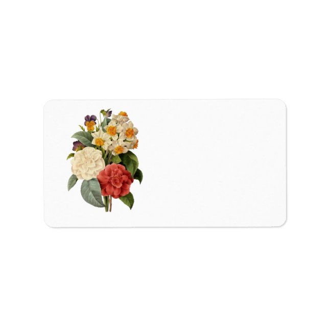 Vintage Flowers, Camellias and Narcissus, Redoute Label (Front)