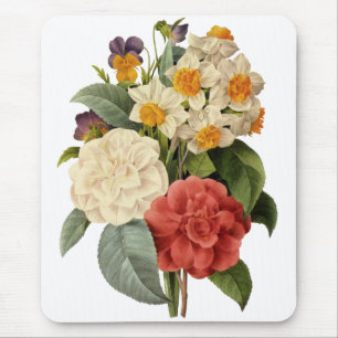 Vintage Flowers, Camellias and Narcissus, Redoute Mouse Mat