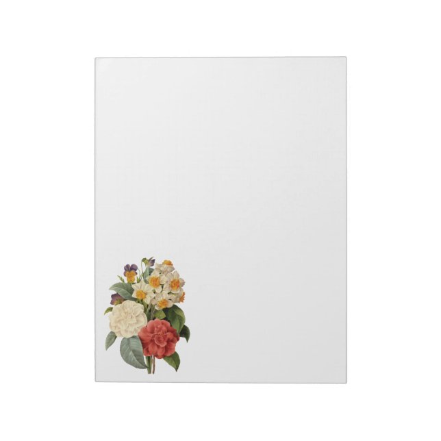 Vintage Flowers, Camellias and Narcissus, Redoute Notepad (Rotated)