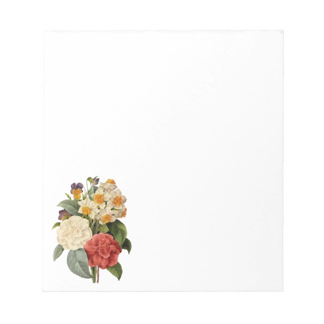 Vintage Flowers, Camellias and Narcissus, Redoute Notepad (Front)