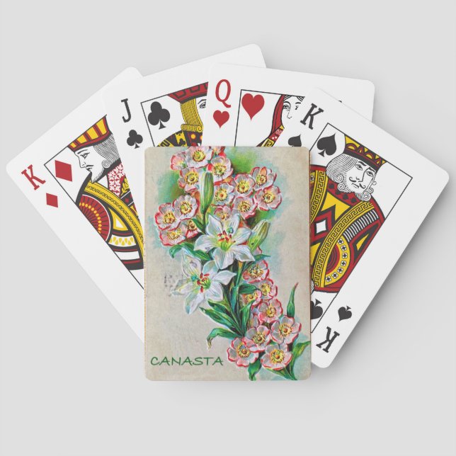 VINTAGE FLOWERS CANASTA CARDS (Back)