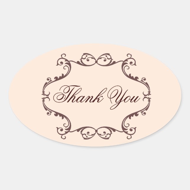 vintage flowers chandelier wedding thank you oval sticker (Front)