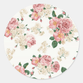 Vintage Flowers Classic Round Sticker