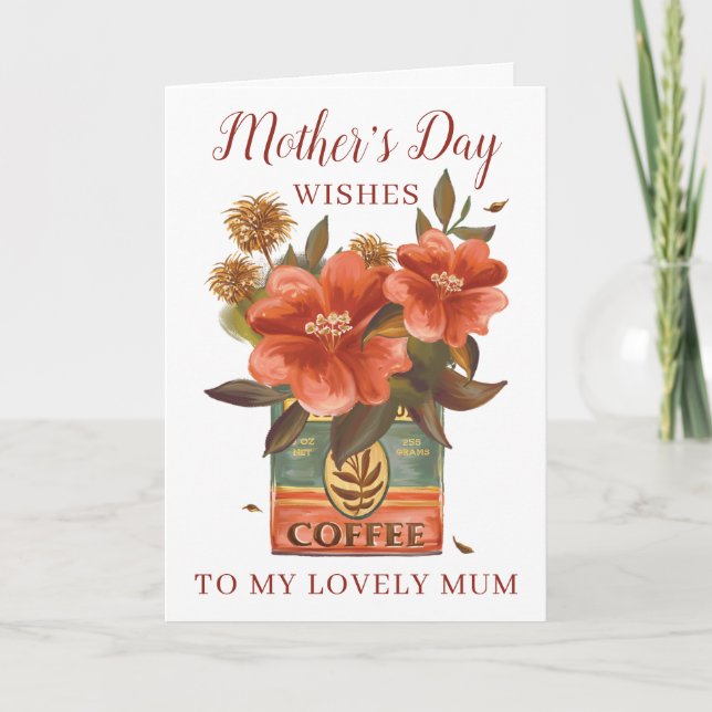 Vintage Flowers Coffee Mothers Day Card (Front)