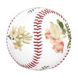Vintage Flowers custom monogram baseball