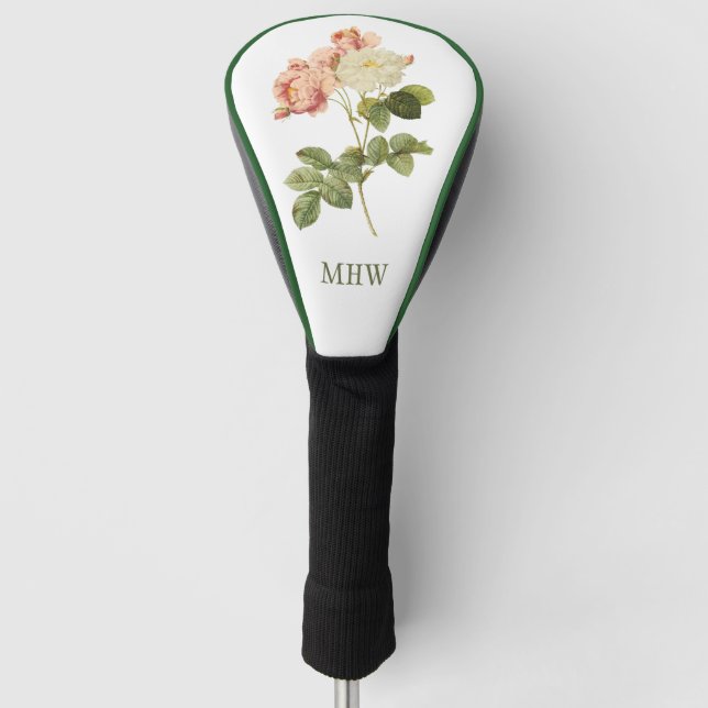 Vintage Flowers custom monogram driver cover (Front)