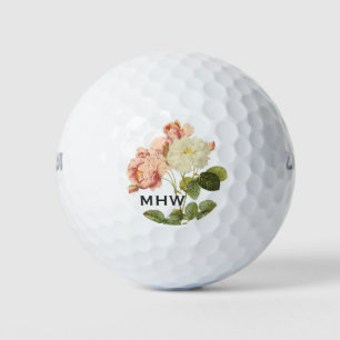 Vintage Flowers custom monogram golf balls 2