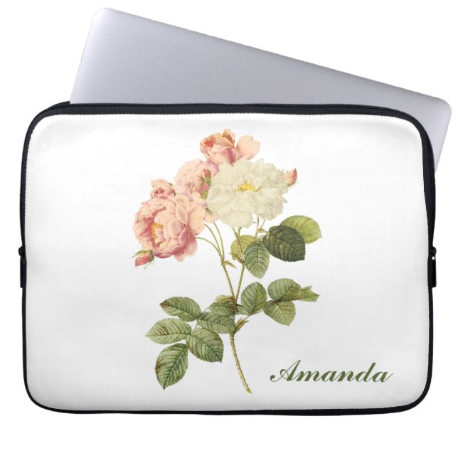 Vintage Flowers custom monogram laptop sleeves 2 (Front)