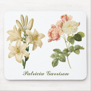 Vintage Flowers custom monogram mousepad