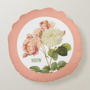 Vintage Flowers custom monogram throw pillow 2