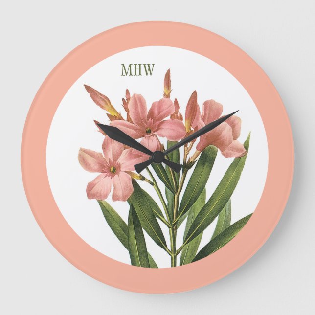 Vintage Flowers custom monogram wall clock 3 (Front)