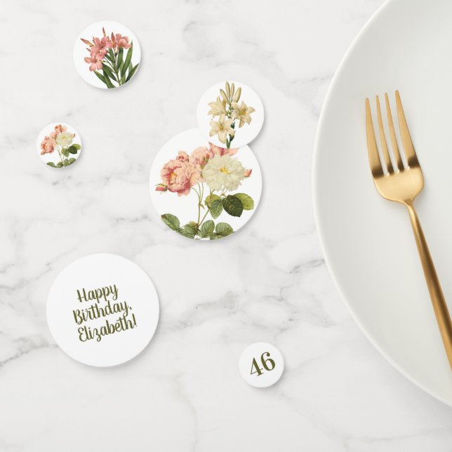 Vintage Flowers custom year & text table confetti (Group)